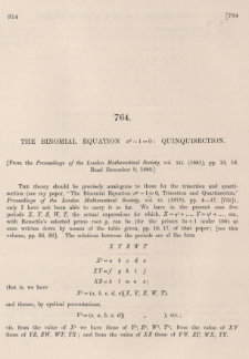 The binomial equation xp=1=0: Quinquisection