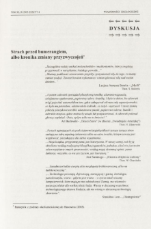 Strach przed bumerangiem, albo kronika zmiany przyzwyczajeń