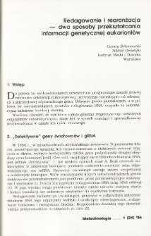 Editing and rearrangement &mdash; two ways of transformation of eucariotic genetic information