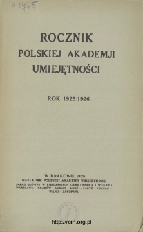 Rocznik Polskiej Akademii Umiejętności. Rok 1925/1926