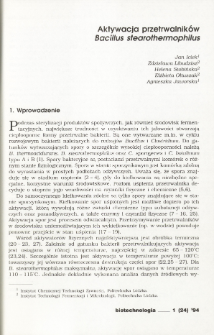 Activation of spores of Bacillus stearothermophilus