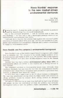Novo Nordisk’ response to the new market-driven environmental demands