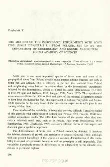 The Method of the Provenance Experiments with Scots Pine (Pinus silvestris L.) from Poland, Set up by the Department of Dendrology and K&oacute;rnik Arboretum, Polish Academy of Sciences