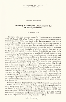 Variability of Scots pine (Pinus silvestris L.) of Polish provenances