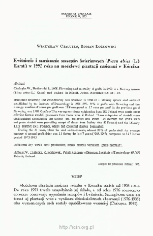 Flowering and mortality of grafts in 1993 in a Norway spruce (Picea abies (L.) Karst.) seed orchard in Kórnik