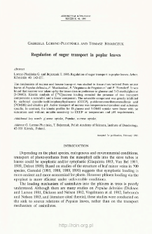 Regulation of sugar transport in poplar leaves