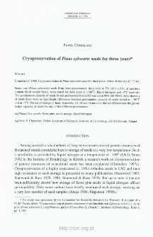 Cryopreservation of Pinus sylvestris seeds for three years
