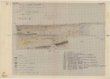 KZG, VI 402 A B, profil archeologiczny E wykopu, cmentarz (grób 19/58=8/62)