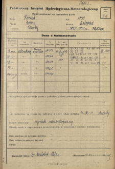 Wyniki pomiarów temperatury gruntu. Listopad 1950