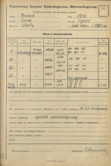 Wyniki pomiar&oacute;w temperatury gruntu. Lipiec 1956