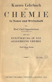 Kurzes Lehrbuch der Chemie in Natur und Wirtschaft