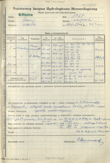 Wyniki pomiarów temperatury gruntu. Sierpień 1967