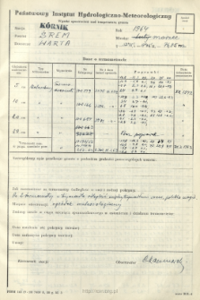 Wyniki pomiarów temperatury gruntu. Marzec 1964