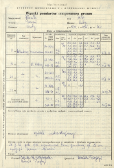 Wyniki pomiarów temperatury gruntu. Luty 1978