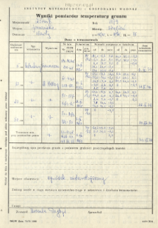 Wyniki pomiarów temperatury gruntu. Sierpień 1979