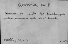 Kartoteka Słownika Łaciny Średniowiecznej; consona - consulo