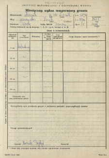 Wyniki pomiarów temperatury gruntu. Maj 1983