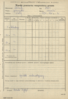 Wyniki pomiarów temperatury gruntu. Wrzesień 1983