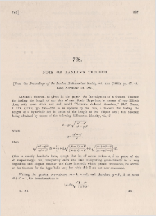Note on Landen's theorem
