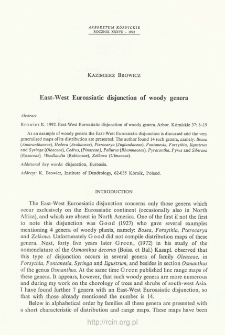 East-West Euroasiatic disjunction of woody genera