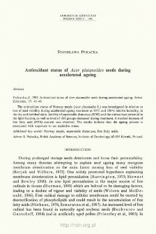 Antioxidant status of Acer platanoides seeds during accelerated ageing