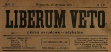 Liberum Veto : pismo narodowo-radykalne 1919 N.4