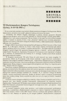 VI Międzynarodowy Kongres Teriologiczny (Sydney, 4-10 VII 1993 r.)VI Międzynarodowy Kongres Teriologiczny (Sydney, 4-10 VII 1993 r.)
