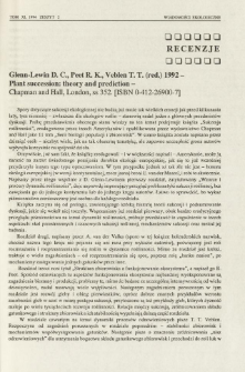 Glenn-Lewin D. C., Peet R. K., Veblen T. T. (red.) 1992 - Plant succession: theory and prediction - Chapman and Hall, London, ss. 352. [ISBN 0-412-26900-7]