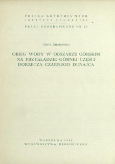 Obieg wody w obszarze g&oacute;rskim na przykładzie g&oacute;rnej części dorzecza Czarnego Dunajca = Water circulation in mountainous region illustrated by the example of the Czarny Dunajec river basin = Oborot vody na gornoj territorii na primere bassejna Černogo Dunajca