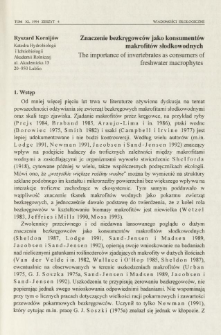 Znaczenie bezkręgowc&oacute;w jako konsument&oacute;w makrofit&oacute;w słodkowodnych