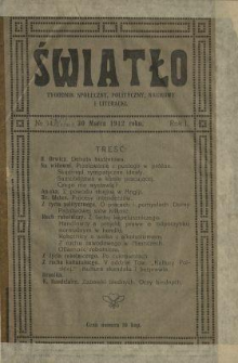 Światło : tygodnik społeczny, polityczny, naukowy i literacki 1911/12 N.14