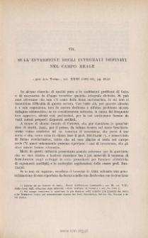 Sull'inversione degli integrali definiti nel campo reale. « Atti Acc. Torino », vol. XXXI (1895). pp. 25-51