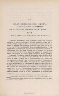 Sulla distribuzione indotta in un cilindro indefinito da un sistema simmetrico di masse: NOTA I. « Rend. Acc. Lincei », s. 5a, vol. IV (2˚ sem. 1895), pp. 332-336
