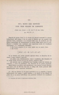Sul moto dei sistemi con tre gradi di libertà. « Rend. Acc. Lincei », s. 5a, vol. V (2˚ sem. 1896), pp. 164-171