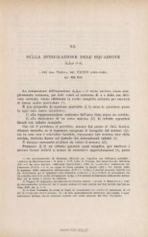 Sulla integrazione dell'equazione &Delta;2&Delta;2u=0. &laquo; Atti Acc. Torino &raquo;, vol. XXXIII (1898), pp. 932-956