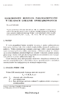 Elektronowy rezonans paramagnetyczny w układach lokalnie uporządkowanych