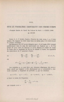 Sur le problème restrint des trois corps. « Comptes Rendus de l'Acad. des Sc. de Paris », t. CXXXI (1900), pp. 236-239