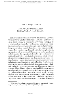 Transcendentalizm Emmanuela Levinasa