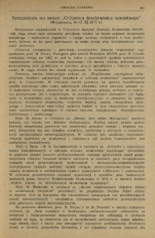Sympozjum na temat "Ochrona środowiska miejskiego" (Warszawa, 14-15 XI 1975 r.)