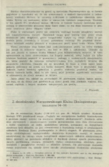 Z działalności Warszawskiego Klubu Ekologicznego (seminaria 34-39)