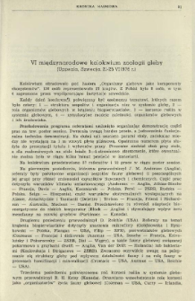 VI międzynarodowe kolokwium zoologii gleby (Uppsala, Szwecja, 21-25 VI 1976 r.)