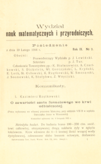 Sprawozdania z Posiedzeń Towarzystwa Naukowego Warszawskiego, Wydział III, Nauk Matematycznych i Przyrodniczych. Rok IX. No 2.
