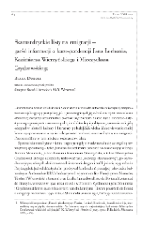 Skamandryckie listy na emigracji &ndash; garść informacji o korespondencji Jana Lechonia, Kazimierza Wierzyńskiego i Mieczysława Grydzewskiego