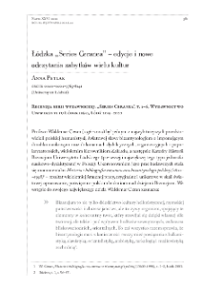 Ł&oacute;dzka &bdquo;Series Ceranea&rdquo; &ndash; edycje i nowe odczytania zabytk&oacute;w wielu kultur (&bdquo;Series Ceranea&rdquo;, t. 1&ndash;6, Wydawnictwo Uniwersytetu Ł&oacute;dzkiego, Ł&oacute;dź 2015&ndash;2020)