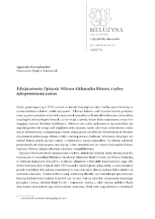 Edycja utworu "Opisanie Witowa" Aleksandra Minora z sylwy rękopiśmiennej autora