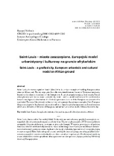 Saint-Louis &ndash; miasto zaszczepione. Europejski model urbanistyczny i kulturowy na gruncie afrykańskim