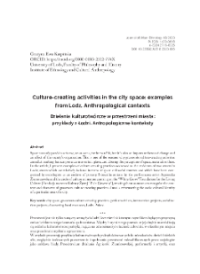 Culture-creating activities in the city space: examples from Lodz. Anthropological contexts