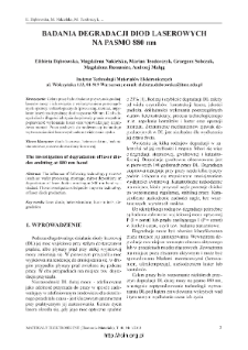 Badania degradacji diod laserowych na pasmo 880 nm = The investigation of degradation of laser diodes emitting at 880 nm band
