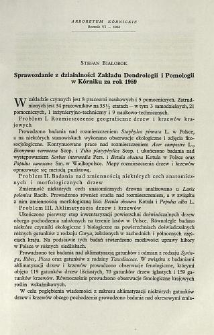 Report on the activity of the Institute of Dendrology and Pomology in Kórnik for the year 1959