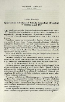 Report on the activity of the Institute of Dendrology and Pomology in K&oacute;rnik for the year 1959